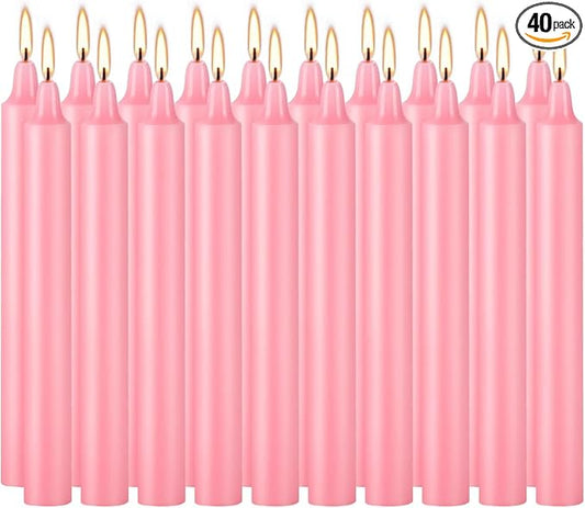 40 Pack Candles Mini Unscented Taper Candles for Valentine's Day,Christmas,Household, Wedding, Rituals, Prayer, Birthdays,Party and Home Décor Candlesticks - 4 Inch Tall(Pink)