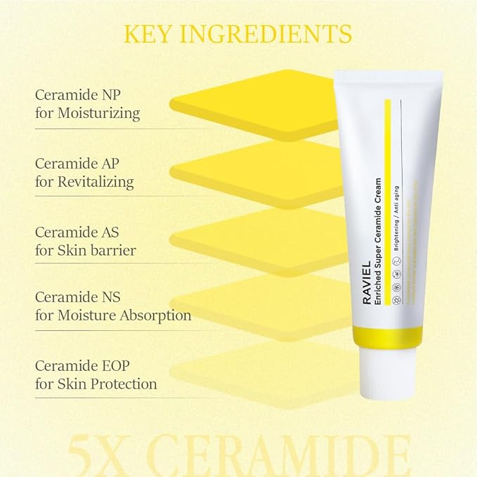 RAVIEL Enriched Super Ceramide Cream | Skin Barrier moisturizer | Hydrating Nourishing with Hyaluronic Acid, Niacinamide for Sensitive skin | Korean skin care (1.69Fl. Oz, Pack of 2)