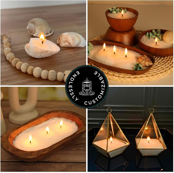 Snow Pearled Candle with Wicks | Sand Candle Wax kit | 25lbs of Candle Sand with 100 Wicks Included | Unscented Powder Candles for Candle Making, Weddings, and Parties