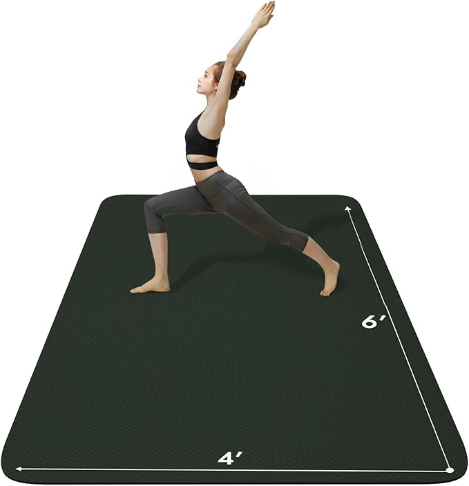 FrenzyBird Large Yoga Mat 6'x 4'（72”x 48”）—1/4" &1/3" Extra Wide Exercise Mat 183cm x 122cm Large Exercise Mat Big Home Yoga Mat Pilates Mat,Non Slip,Thick,TPE Workout Mat,for Women & Men, Yoga, Pilates, Gym and Floor Workouts Pilates