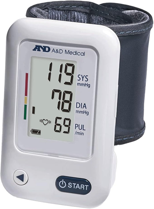 A&D Medical Wrist Blood Pressure Monitor for Home Use - UB-525, BP Adjustable Cuff (5.3-8.5"/13.5-21.5 cm) One Button Operation, 60 Reading Memory, 2 AAA Batteries