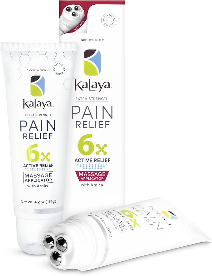 Kalaya Pain Relief Cream with Arnica – Fast-Acting Joint & Muscle Pain Relief – 6 Natural Ingredients – No-Mess Applicator – RMT-Inspired Design – Dermatologist Tested – 4.2 oz
