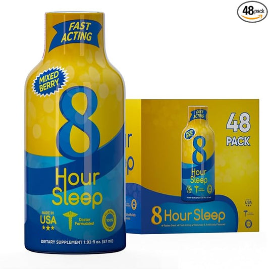Vitamin Energy 8-Hour Sleep Shot Mixed Berry 48 Pack, Melatonin, 5-HTP, GABA, Valerian, Lavender, Sleep Aid Support, Deep Rest & Relaxation, Zero Sugar, Gluten-Free, Vegan, Kosher, 1.93 fl oz