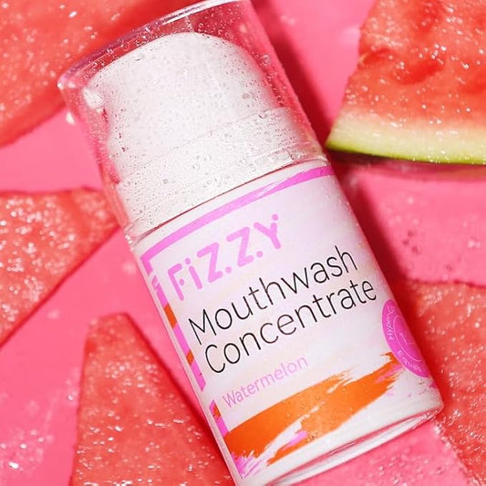 Fizzy Mouthwash Concentrate | Remineralizing Enamel Repair, Nano Hydroxyapatite | 20X Concentrated Travel Size | No Fluoride, Alcohol, Dye | Xylitol, Dry Mouth | Non-Mint | Kids & Adults | Watermelon