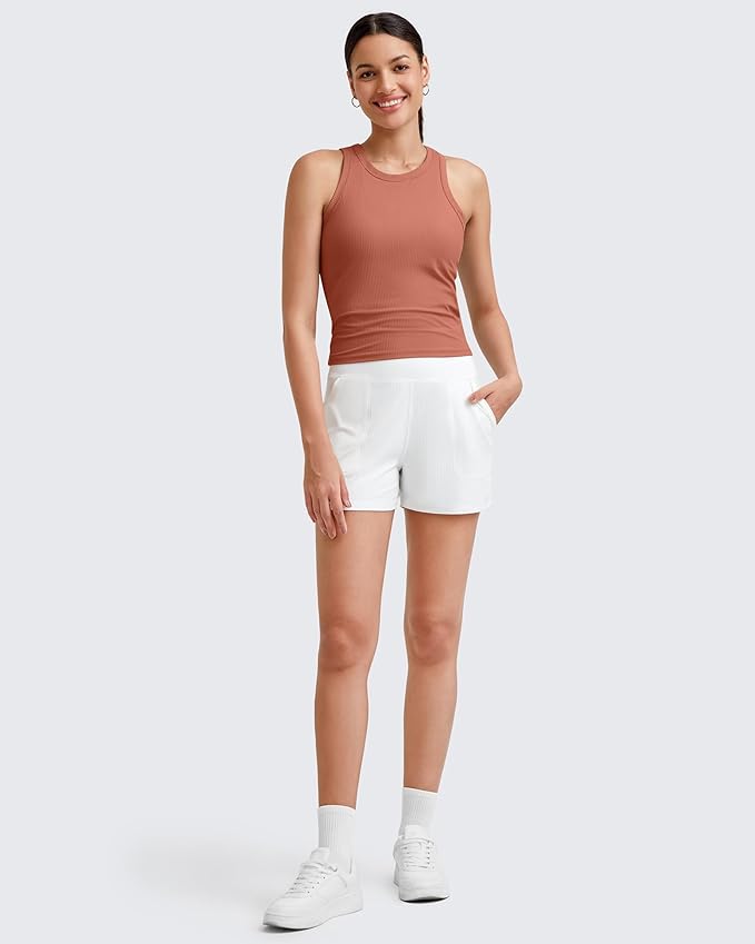 G4Free Workout Tank Tops for Women Slim Fitted Racerback Ribbed Athletic Gym Yoga Tanks Summer Casual