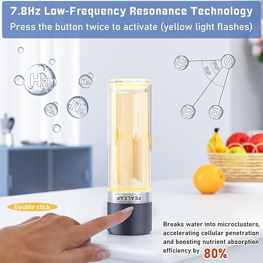 Hydrogen Water Bottle - Up to 4000PPB SPE/PEM Tech Hydrogen Water Generator - 7.8Hz Microclusters Tech for Faster Absorption, Leak-Proof, Dual-Layer Glass, Fast Charge, Ideal Gift for Wellness