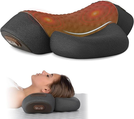 Neck Massager Pillow, 4-in-1 Neck Massager with Heat Massage and Stretching to Relieve Pain Boost Circulation,and Restore Natural Alignment (Dark Gray)