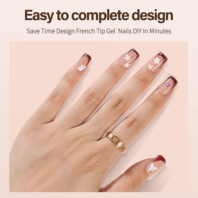 300Pcs French Gel Nail Tips, Vansiho Short Square Nail Tips, Pre-French Tips Press on Nails, Acrylic Fake Nails for Nail Art DIY 15 Sizes