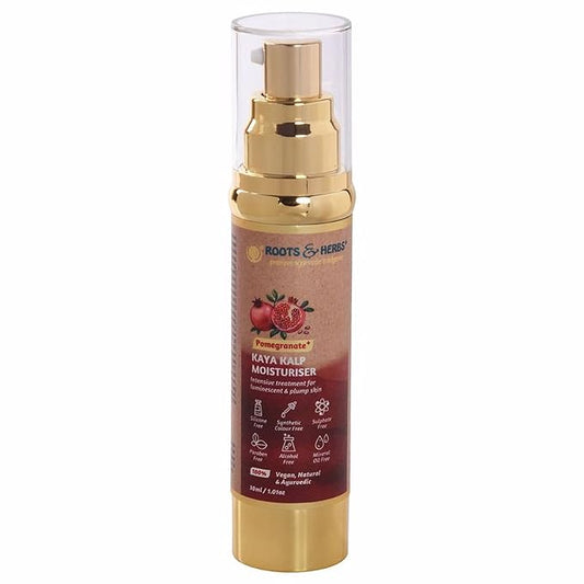 ROOTS AND HERBS Ayurvedic Face Moisturizer for Men and Women, Natural Vegan No Paraben Pomegranate Skin Food Moisturiser Cream with Vitamin C for Dry and Normal Skin 1.01oz