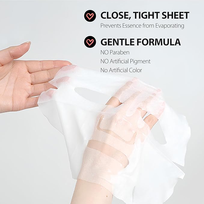 SHIONLE 10 Combo Pack A Vital Facial Sheet Mask, 5 Types Essence Korean Skincare Self Care Home Spa Treatment Face Mask, Hydrating Nourishing Soothing for All Skin Type