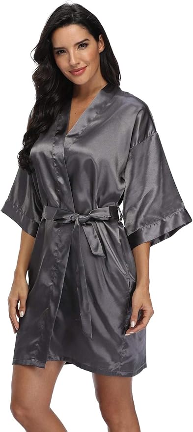 Women's Pure Short Silky Robes Bridesmaid Bride Party Satin Robes Sleepwear