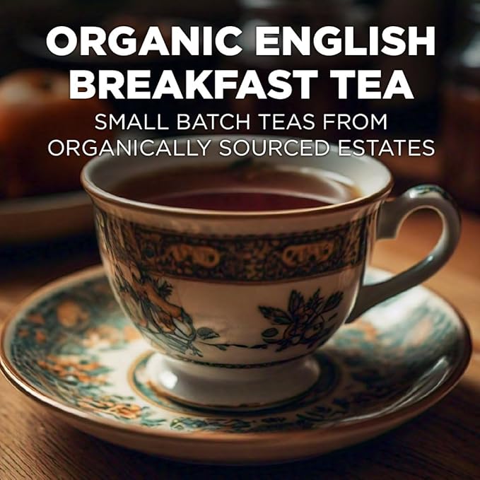 Maud's Organic English Breakfast Black Tea Pods, 24 ct, Recyclable Single Serve Pods – 100% Gourmet Blended Tea Leaves, Compatible with Keurig K Cups Maker