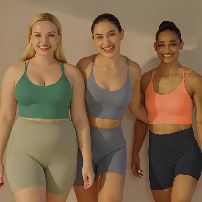 Evercute Cross Back Sport Bras Padded Strappy Criss Cross Cropped Bras for Yoga Workout Fitness Low Impact