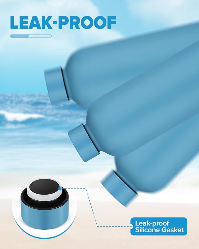 Insulated Water Bottle with Lid, 25 oz Reusable Leak-Proof Metal Stainless Steel Water Bottles for Travel, Sports, Gym, Outdoor (Sky Blue)