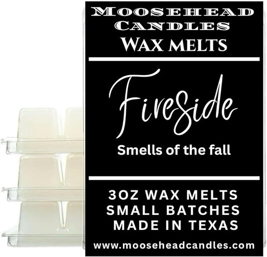 Moosehead Fireside Wax Melts – 4 Pack Soy Blend Melts – Cozy Fall & Autumn Home Fragrance – Warm Wood Fire, Apple, Clove & Musk – Long Lasting, Hand Poured, Strong Scented