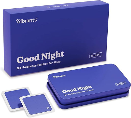 Vibrants Good Night Patches | Natural Bio-Frequency Patches for Sleep | Essential Pack of 28 Plus Refillable Case