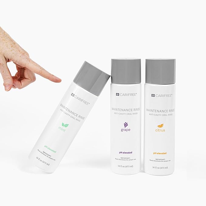 CariFree Maintenance Rinse, Variety Pack with 3 Flavors (Mint, Citrus, Grape), Fluoride & Xylitol Mouthwash, Dentist Recommended, Anti-Cavity Oral Care, Neutralizes pH, Dentist Developed