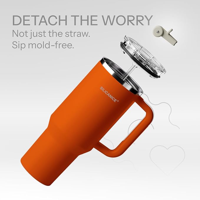 Easy Clean Pro Tumbler - 40 oz Water Bottle with Handle Quick-Disassemble Flip Straw, Leakproof Insulated Stainless Steel, Dishwasher Safe, BPA-Free Gifts for Women & Men