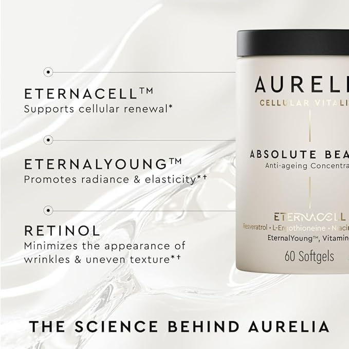 AURELIA Absolute Beauty | Advanced Cellular Anti-Aging Supplement | Increase Skin Moisture | with Zinc, Resveratrol, Niacinamide, Ergothioneine & Retinol