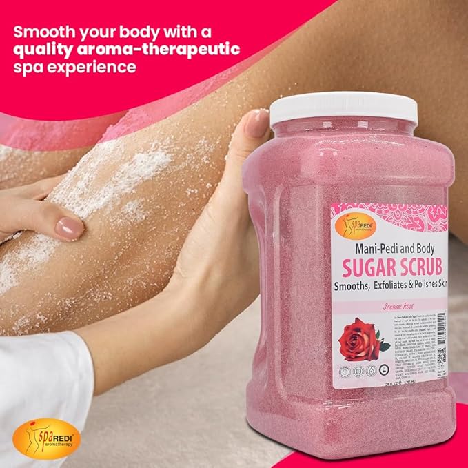 SPA REDI - Sugar Body Scrub,Sensual Rose, 128 Oz - Exfoliating, Moisturizing, Hydrating and Nourishing, Glow, Polish, Smooth and Fresh Skin - Body Exfoliator