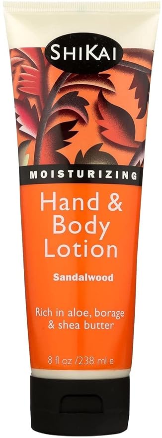ShiKai Hand & Body Lotion (Sandalwood, 8oz) | Daily Moisturizing Skincare for Dry and Cracked Hands | With Aloe Vera & Vitamin E