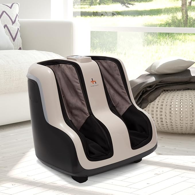 Human Touch Reflex SOL Foot & Calf Massager w/ Heat - Plantar Fasciitis Relief + Circulation + Shiatsu Deep Kneading + Vibrating for Stress + Compression - Adjustable for Women and Men up to Size 12