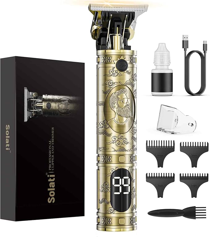 Hair Clippers for Men Cordless Professional Beard Trimmers with LCD Display Electric Grooming Rechargeable Shaver Zero Gapped T/Blade Cutting Kit Gift for Women Men Children