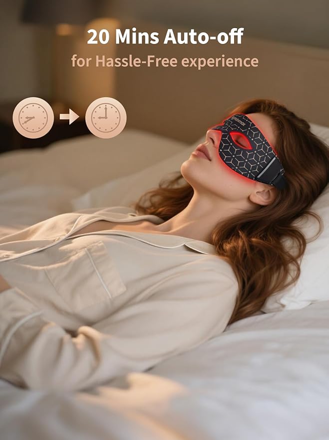 Red Light Therapy for Eyes, Portable Cordless Under-Eye Red Light Therapy Mask with NIR, 5 Modes with Timing Function, Rechargeable Eye Mask for Home Skincare