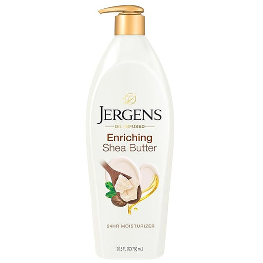 Jergens Shea Butter Hand and Body Lotion, Deep Conditioning Moisturizer, 3X More Radiant Skin, with Pure Shea Butter, Dermatologist Tested, 26.5 Oz