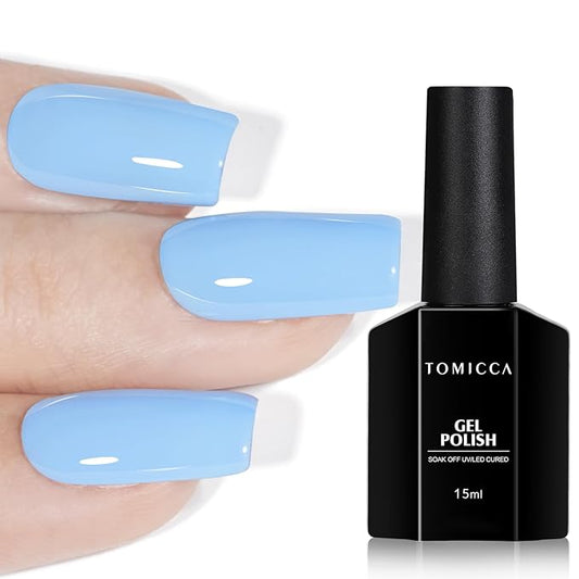 TOMICCA Blue Gel Polish - Sky Blue Macarons Nail Polish, Fast Dry, Soft Candy Pastel Nail Art, French Manicure Salon DIY