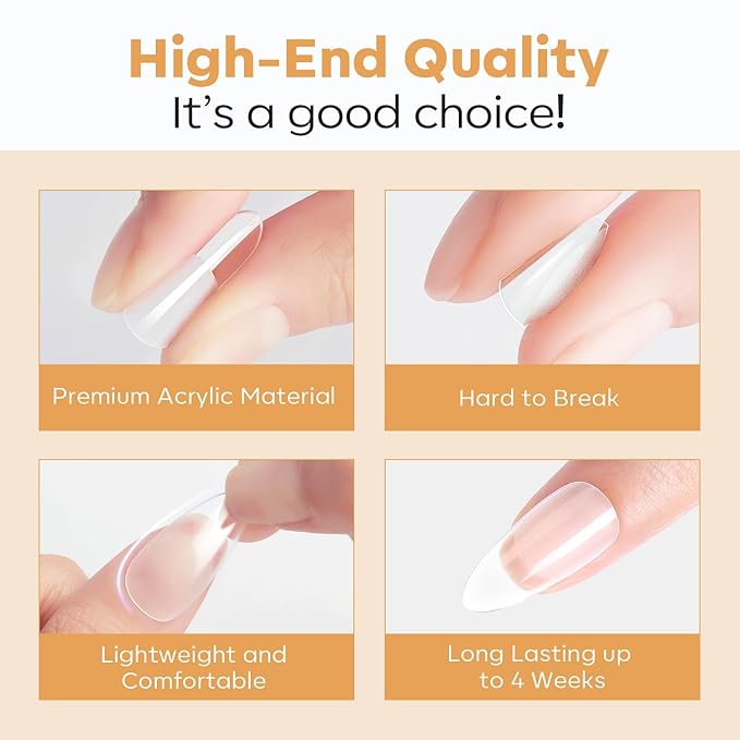 modelones Short Oval Nail Tips, Pre-shaped Soft Gel Tips Fake Nails False Acrylic Clear Full Cover Press on Extension Kit Gel Manicure DIY at Home 216PCS 12Sizes