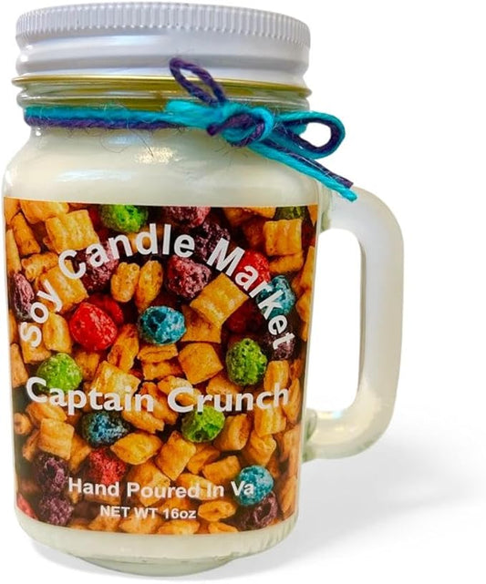 Soy Scented Candles | Handmade & Highly Aromatic Candles Burns Upto 85 Hours in Glass Jar - Perfect for Home Decor, Wedding, Birthday, Dinner (Captain Crunch, 16 oz)