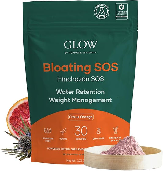 Glow Bloating SOS Drink Powder, Bloating Relief for Women with Morosil & Digestive Enzymes, for Water Retention, Metabolism, Gut Health & Immune Support, Citrus Orange - Dietitian Co-Developed