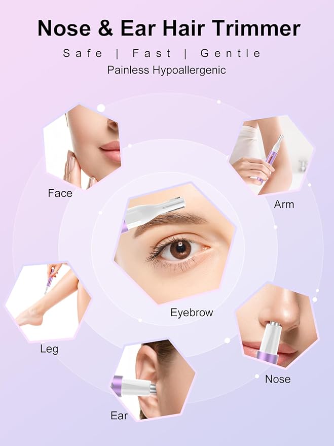 Nose Hair and Eyebrow Trimmer for Women Men,2025 Rechargeable 2 in 1 Facial Hair Trimmer, Painless Ear Hair Trimmer with Powerful Motor and Dual-Edge Blades,Perfect for Face