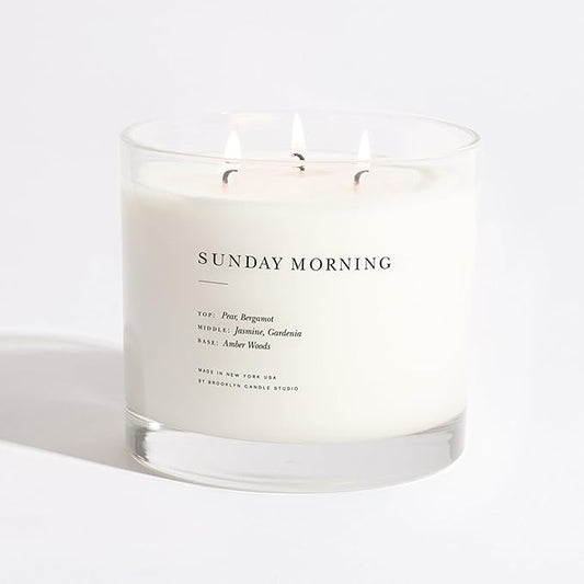 Brooklyn Candle Studio Sunday Morning XL 3 Wick Candle - Luxury Scented Candle, Vegan Soy Wax, Hand Poured in The USA, 100 Hour Slow Burn Time - 27oz