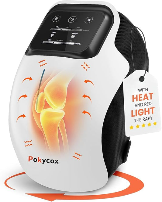Knee Massager with Heat, Smart Knee Massager with 3 Vibration Modes and 3 Heating Levels, 3-in-1 Cordless Design, Touch LED Screen, Adjustable Straps, Gift for Men and Wome