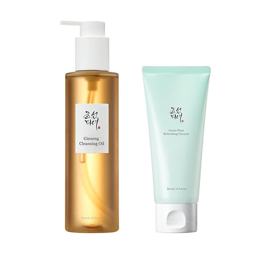 Beauty of Joseon Deep Double Cleansing Duo Green Plum Refreshing Cleanser 100ml, 3.38 fl.oz & Ginseng Cleansing Oil 210ml, 7.1 fl.oz Korean Skin Care