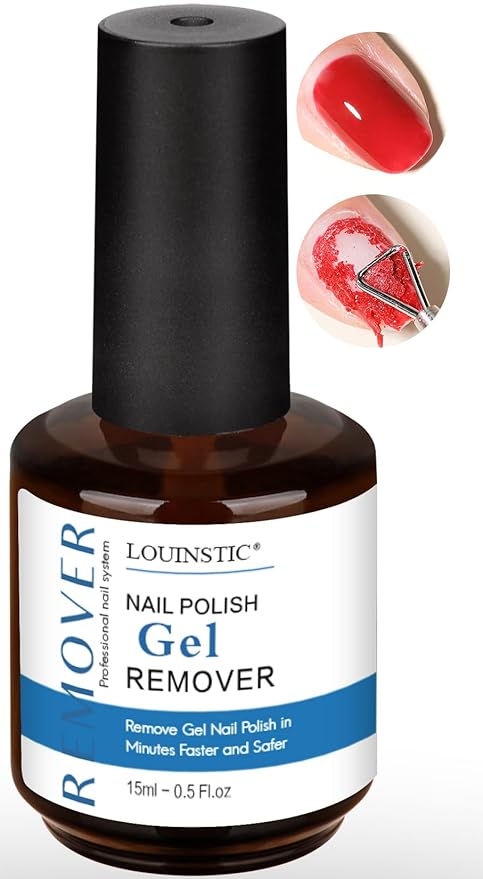 LOUINSTIC Gel Polish Remover – 15 ml Fast, Acetone-Free Gel Remover, Easily Removes Gel Nail Polish in 2-5 Minutes, Low-Irritation, No Foil Needed, Ideal for At-Home DIY Manicure Use