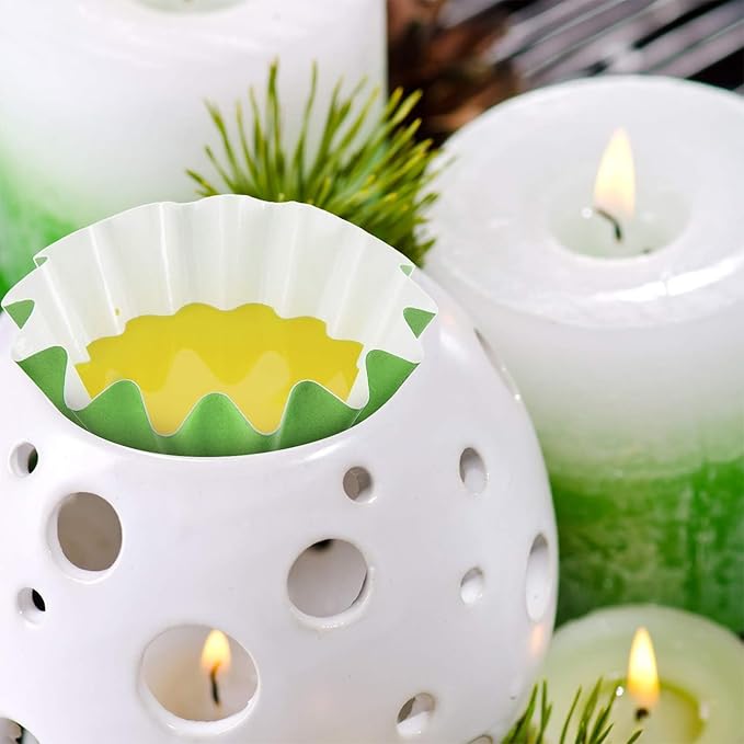 Boao Wax Melt Liners Reusable Wax Warmer Containers Leakproof Cups for Scented Candle, Paper Holders for Electric Pluggable Melter and Burner(Green,50 Pieces)