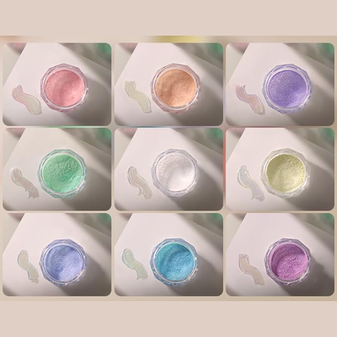 Holographic Mirror White Pearl Chrome Nail Powder Gold Effect Pure Metallic Dust Sequins UV Gel Nail Chrome Powder Pigment for Nail Art Decoration (Multicolour)