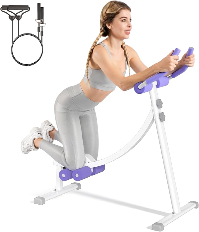 Home Gym Systems Ab Machine, Ab Workout Equipment, Adjustable Ab Trainer Machine for Abs Workout at Home Gym, Foldable, Knee Protection, Abdominal Trainer for Stomach