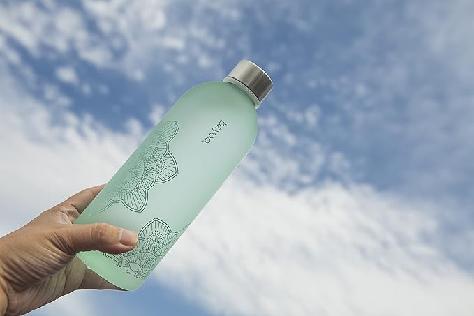 bzyoo 32 OZ 1 Liter Time Marker Water Bottle BPA Free Frosted Durable Plastic With Strap - Reusable Times To Drink For Sports Gym Valentines Gifts Him & Her (Color: Green)