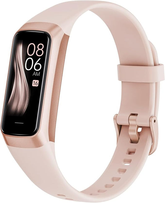 Fitness Tracker Activity Tracker 1.10''AMOLED Touch Color Screen,Smart Watch with 24/7 Blood Oxygen Heart Rate,Sleep Monitor,IP68 Waterproof,Step Counter Health for Women Men (Pink)