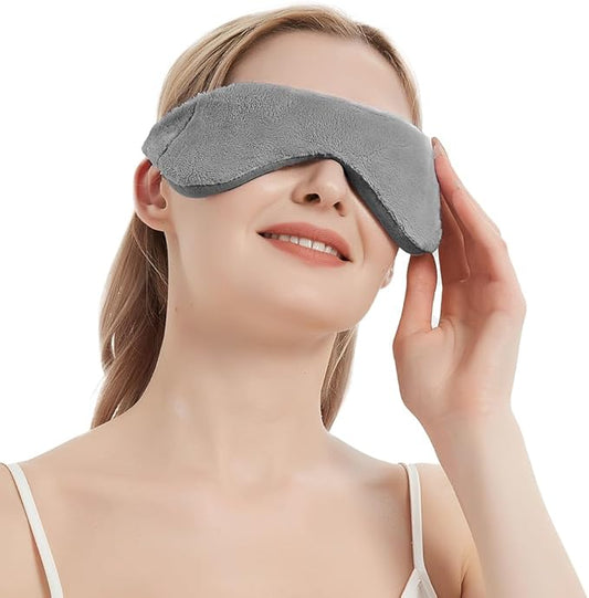 Heated Eye Mask, Microwaveble Moist Heat Eye Compress Warm Eye Mask for Dry Eyes, Weighted Eye Mask for Itchy Eyes, Stye, Sleeping, Relaxation, Therapy(Grey)