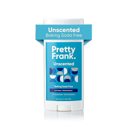 Pretty Frank Natural Aluminum-Free Deodorant Stick, Baking Soda-Free, Unscented (1-Pack) | Sensitive Skin Friendly, Effective Odor Control for Women & Men, Organic Ingredients, No Added Fragrance