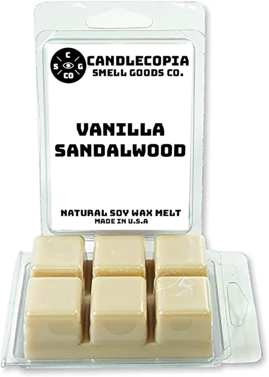 Vanilla Sandalwood Strongly Scented Hand Poured Vegan Wax Melts, 12 Scented Wax Cubes, 6.4 Ounces in 2 x 6-Packs