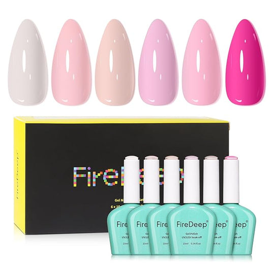 10ml Hema Free Gel Nail Polish Set, Light Pink 6 Colors Gel Polish Kit Nude Pink Manicure Gift for Women Girls