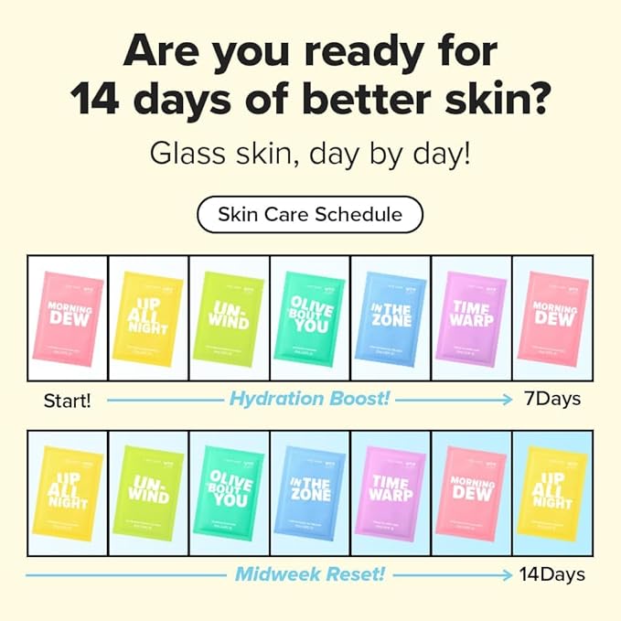 I DEW CARE Collagen Sheet Mask Variety Pack - 14 Days Facial Masks Skincare Korean | Hydrating Collagen Face Mask, Moisturizing Beauty Skin Care, Sheet Masks for Women, Facial Skincare Pack, 14EA