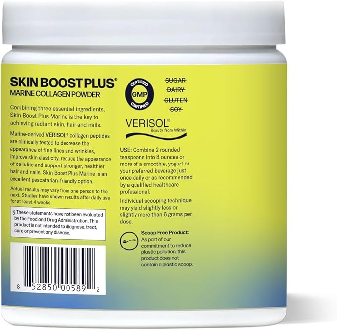 Skin Boost Plus (Chocolate) [30-Serves] and Marine (No Flavor) [30-Serves] | VERISOL Bioactive Hydrolyzed Collagen Peptides to Improve Skin, Hair & Nail Health