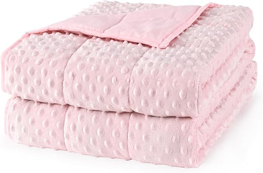 Mr. Sandman Weighted Blanket for Adults, Minky Dots Heavy Blanket for Woman,Man Sleeping/Calm, Soft, Cozy and Cooling Weighted Throw Blankets, Machine Washable, 60 x 80in, 20 Pounds, Pink